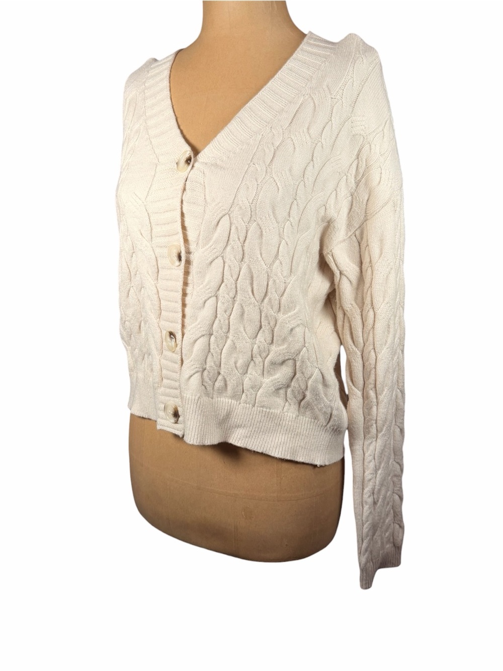 CYRUS Cream Chunky Knit Cardigan